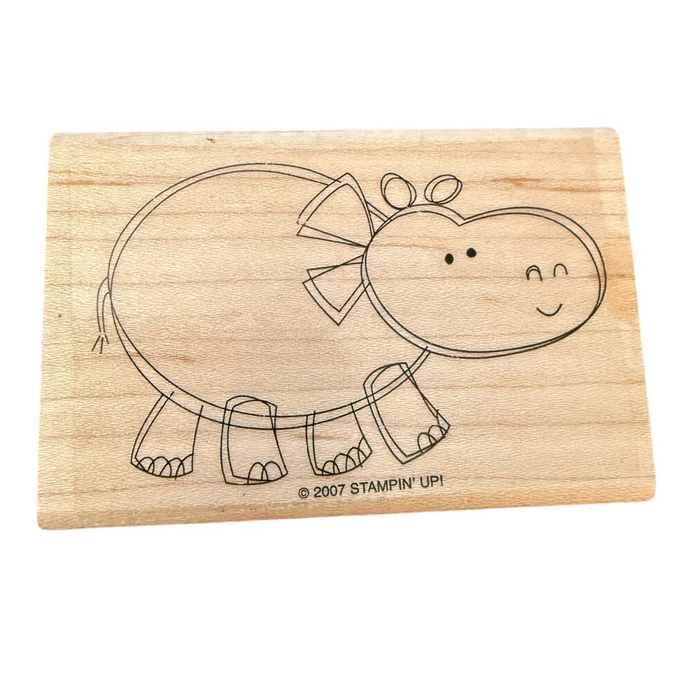 Stampin Up! 2007 Smiling Sketch Hippo Rubber Stamp